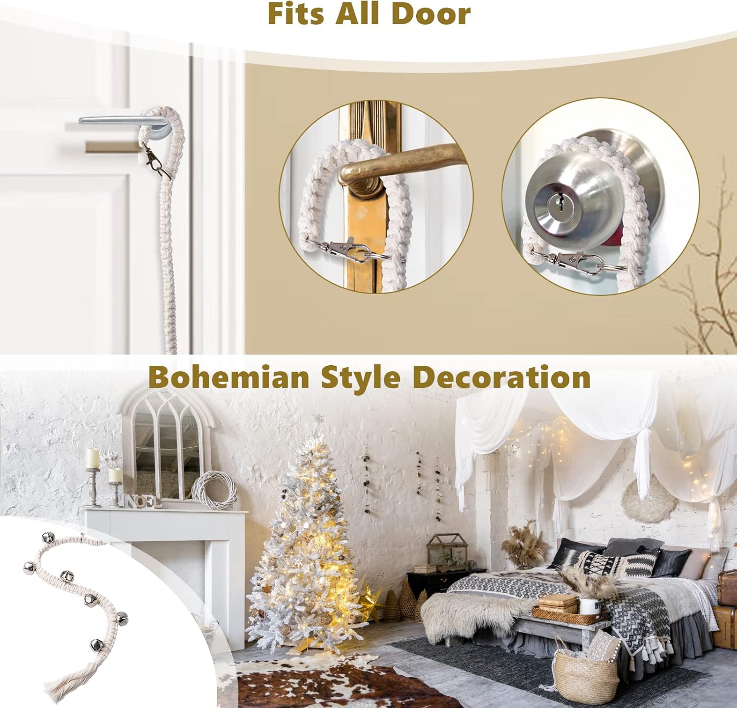 Dog Door Bell for Potty Training & House Training,Bells for Dogs to Ring to Go Outside,Puppy Supplies Dog Training Bell,Premium Quality Woven Cotton Rope Doorbell for Small Medium Large Dogs : Pet Supplies