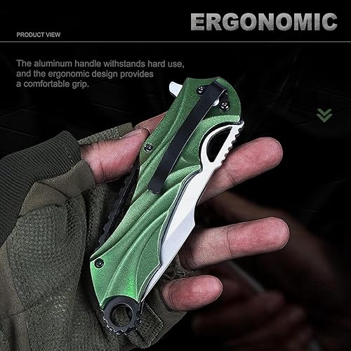 Miniatura 5 de VIFUNCO Cuchillo de bolsillo para hombres, cuchillo plegable EDC con clip, cuchillo táctico afilado para supervivencia al aire libre, campamento,