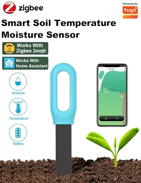 Haozee Smart Zigbee Soil Moisture Sensor Requires TUYA HUB Supports Zigbee2mqtt Home Assistant Moisture Meter for Plants with Real Time Detection Ground Meter for Garden