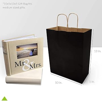 Prime Line Packaging Black Bags for Gifts, 10x5x13 Inches, 100 Pack | Black Shopping Bags with Handles for Small Business, Boutiques, Retail, Merchandise, Events, Parties, Favors, Goodies, Bulk