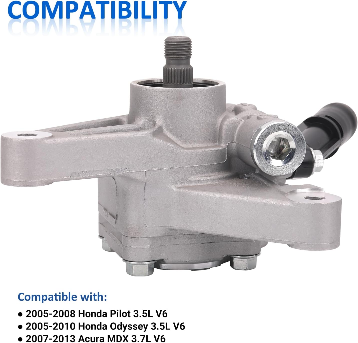 Power Steering Pump Compatible with 2005-2008 Honda Pilot, 2005-2010 Honda Odyssey, 2007-2013 Acura MDX, Power Assist Pump Replace OE Part 21-5442 56110-RGL-A03 56110-PVJ-A01 56110-RYE-A02