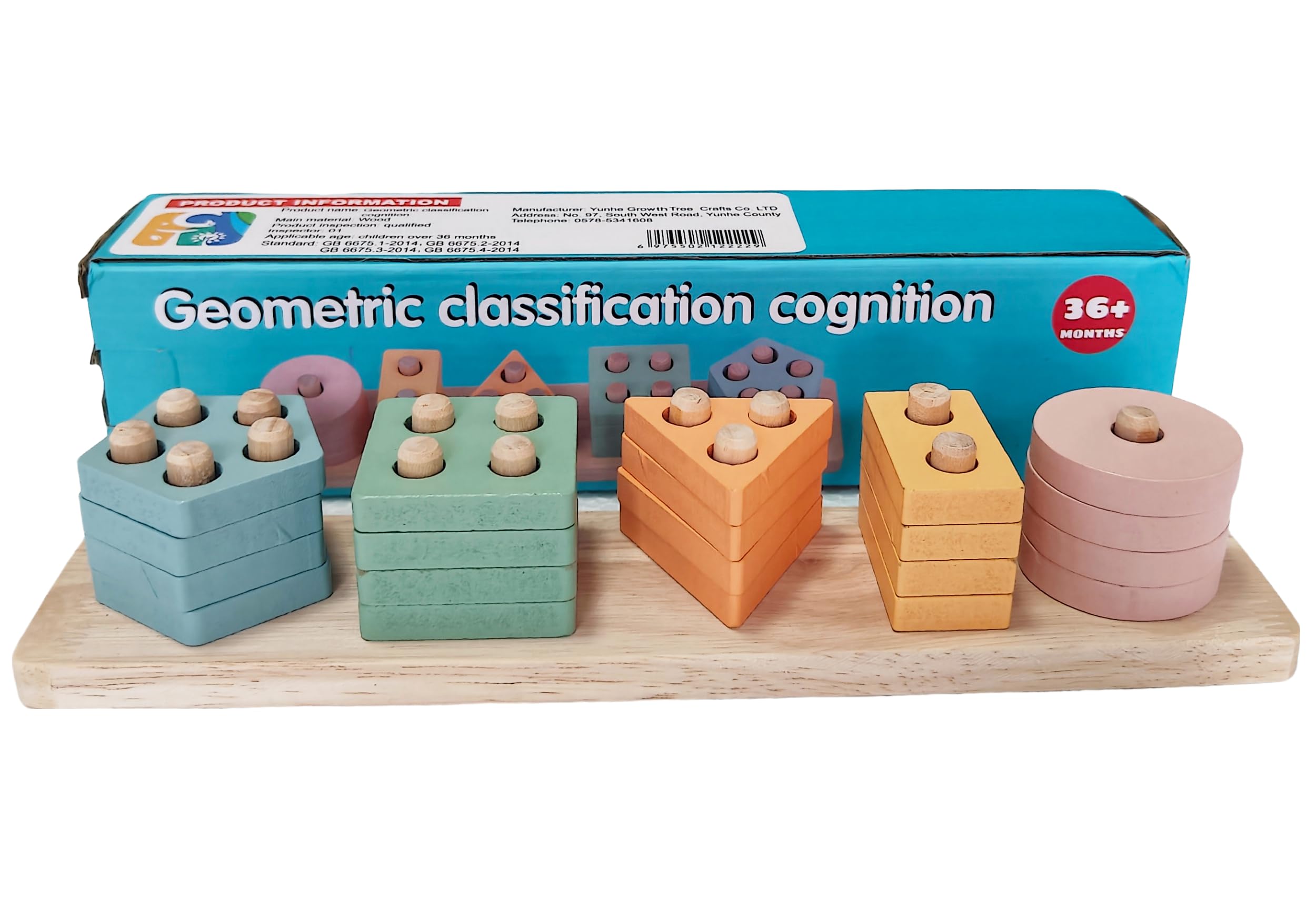 Photo 1 of CoWYAo Montessori Toys for Boys and Girls, Wooden Sorting & Stacking Toys for Toddlers and Kids Baby, Educational Toys, Color Recognition Stacker Shape Sorter, Learning Puzzles Gift (Macaron)