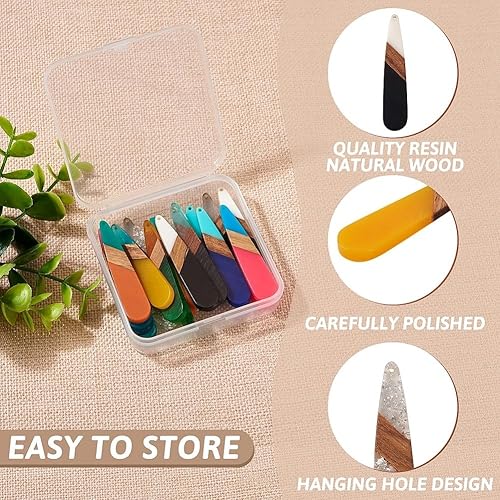 Vista 183 de Colgante de madera de resina, Resina, No es una piedra preciosa 0negro