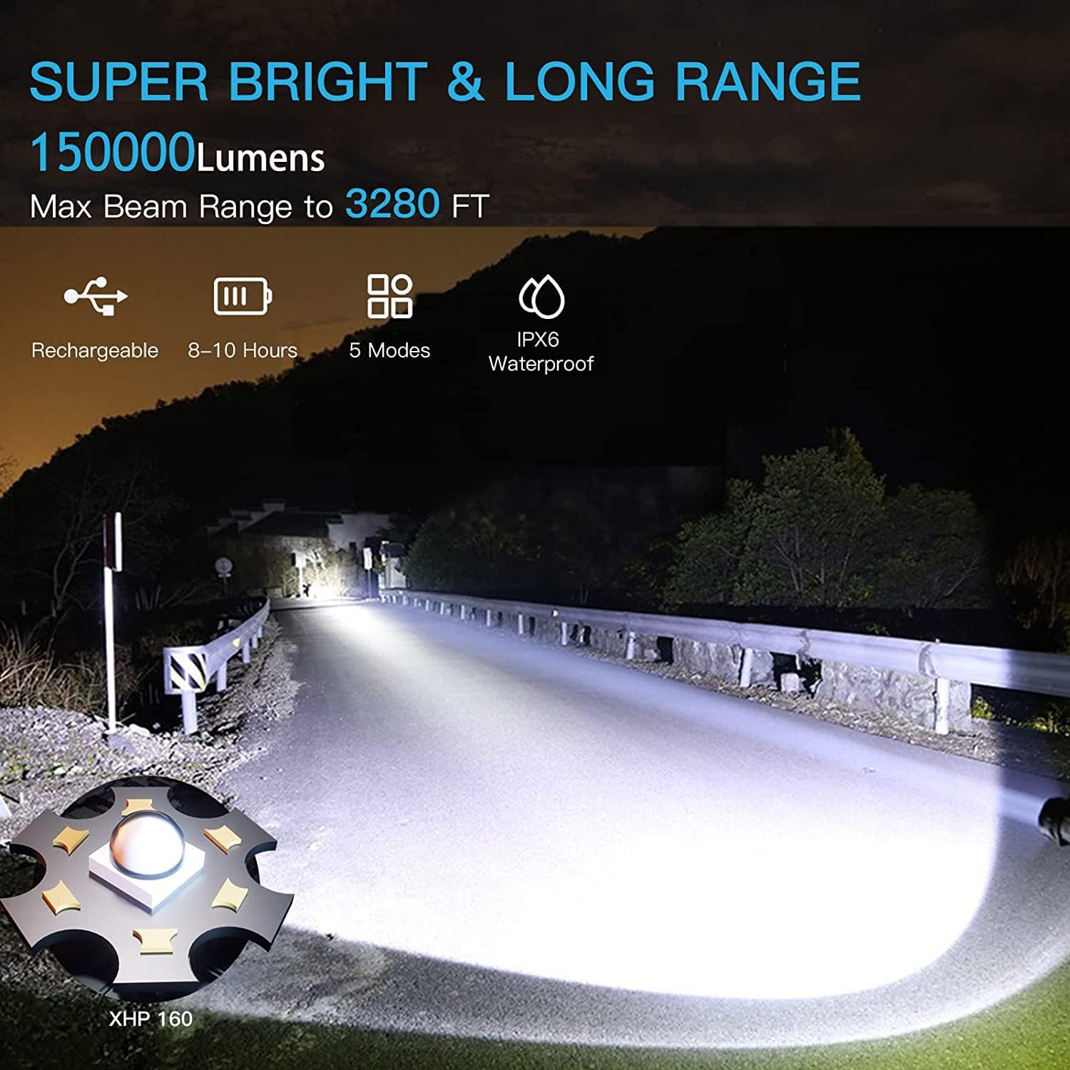 BERCOL Flashlight Super Bright and Long Range