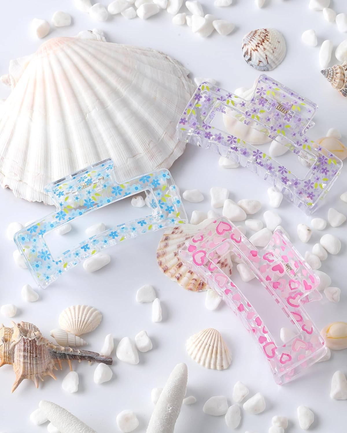 HAIMEIKANG Cute Flower Hair Claw Clips - 3 Pieces Summer Hair Clips for Women,Non-Slip Strong Hold Claw Clips for Thick/Thin Hair - Image 6