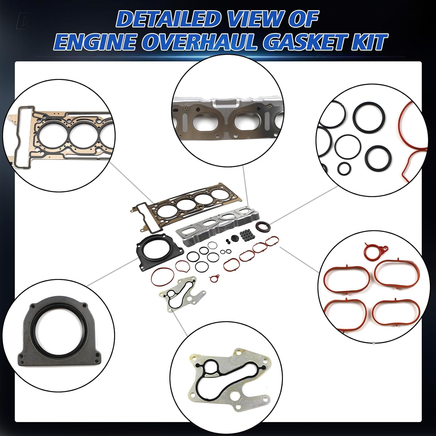 2740160020 Rebuild Gasket Seals Kit Fits for Mercedes C180 E250 W205 W212 X253 R172 M274 Engine Rebuilding Gasket Replace OE 2740160020 2740164100 2740162000