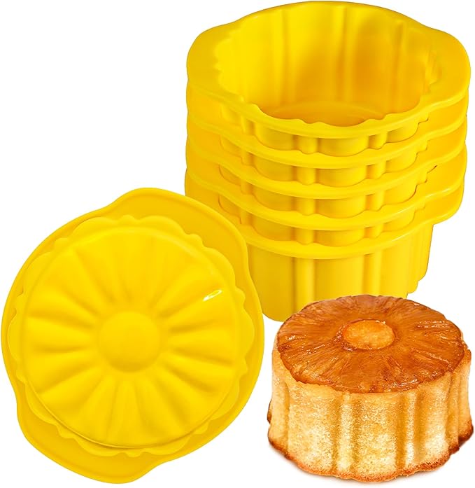 KOLUTI Pineapple Upside Down Cake Pan Set of 6, Nonstick