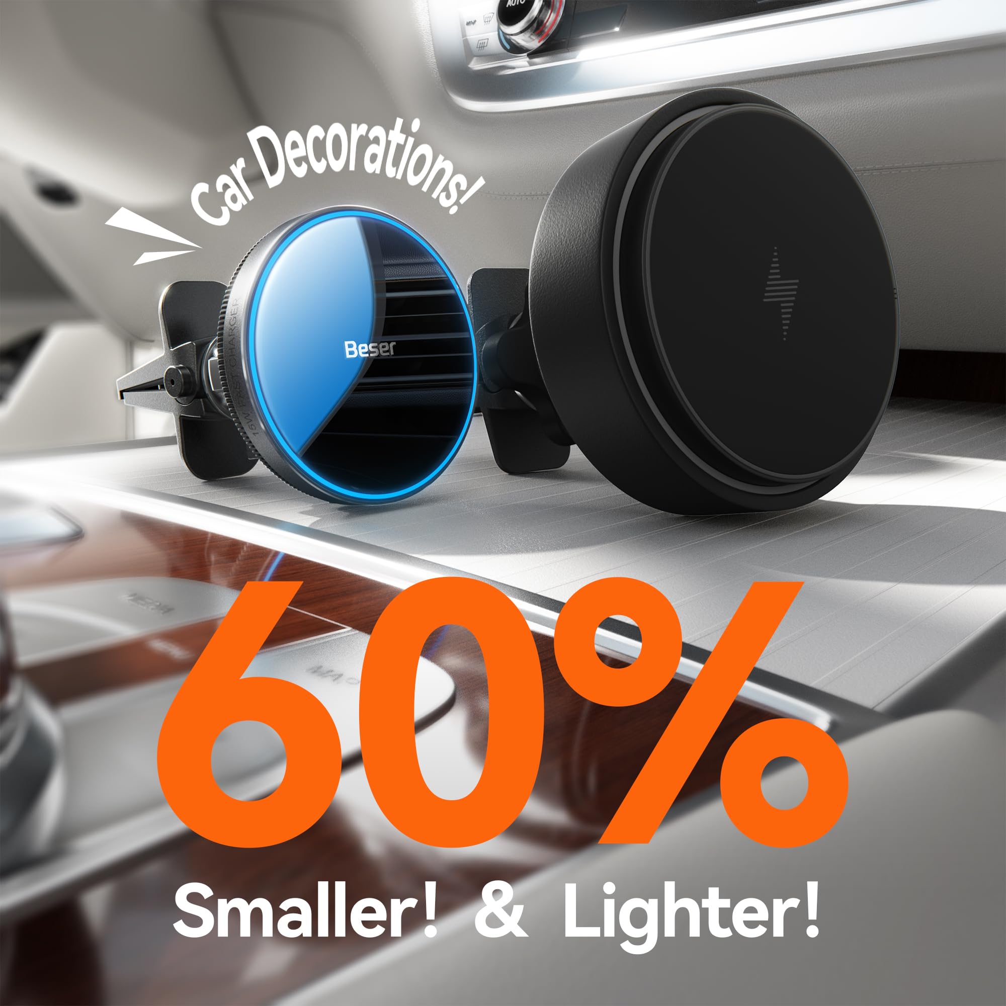 UPTOHIGH For Magsafe Car Mount Charger, 15W Fast Charging LED Magnetic - View #8