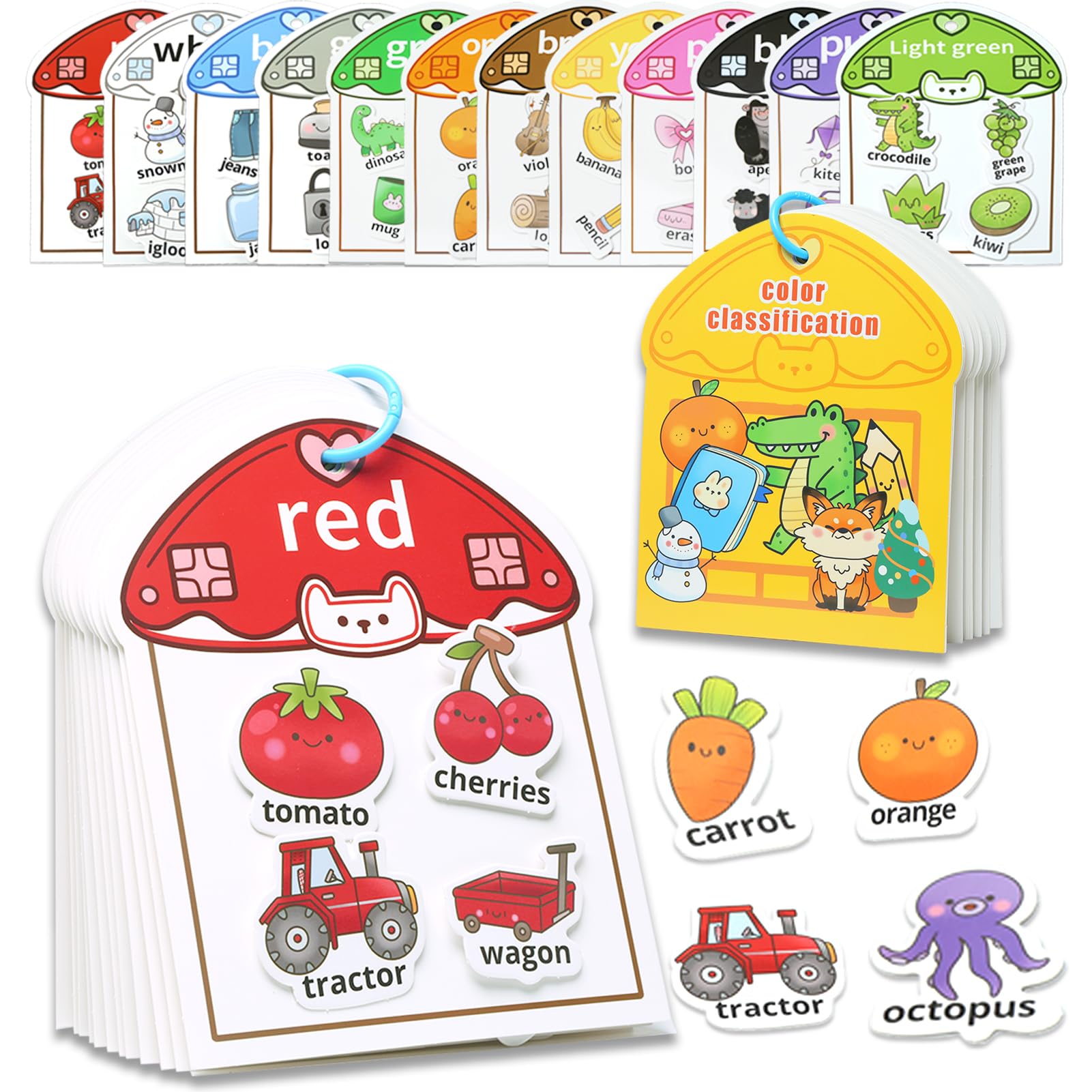 BelleStyle Montessori Busy Book Color Sorting Toys for Toddlers 2-4, Quiet Book Educational Preschool Learning Activities for Kids, Sensory Fine Motor Skills Matching Games Age 3-5 Boys Girls Gifts