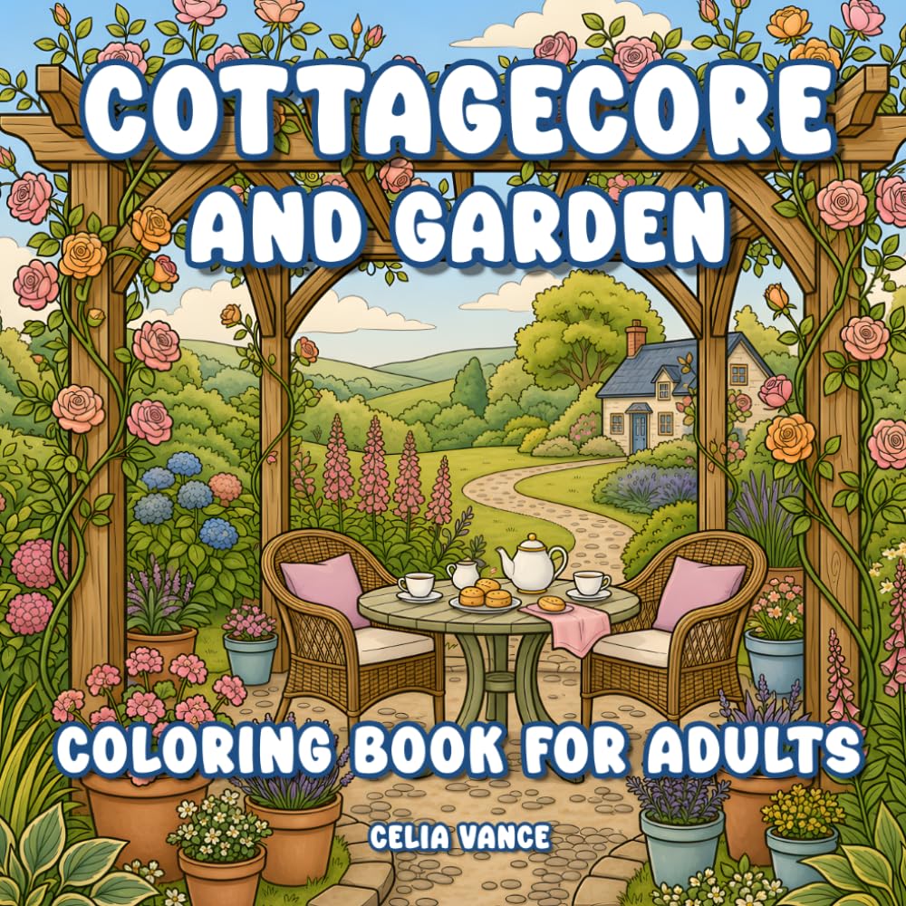 Cottagecore and Gardens Coloring Book For Adults: Relaxing Countryside Landscapes, Farm Life & Peaceful Nature Scenes (Peaceful Escapes)