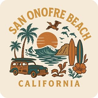 San Onofre Beach California Souvenir Vinyl Sticker – Destination Travel Keepsake Collectible 3-Inches Wide
