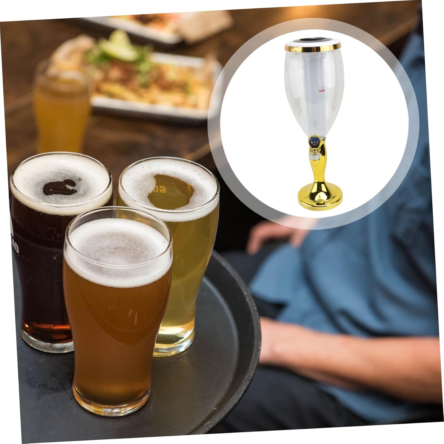 Ciieeo 1.5l Plastic Led Bar Beer Tower Beverage Dispenser for Parties Household Use