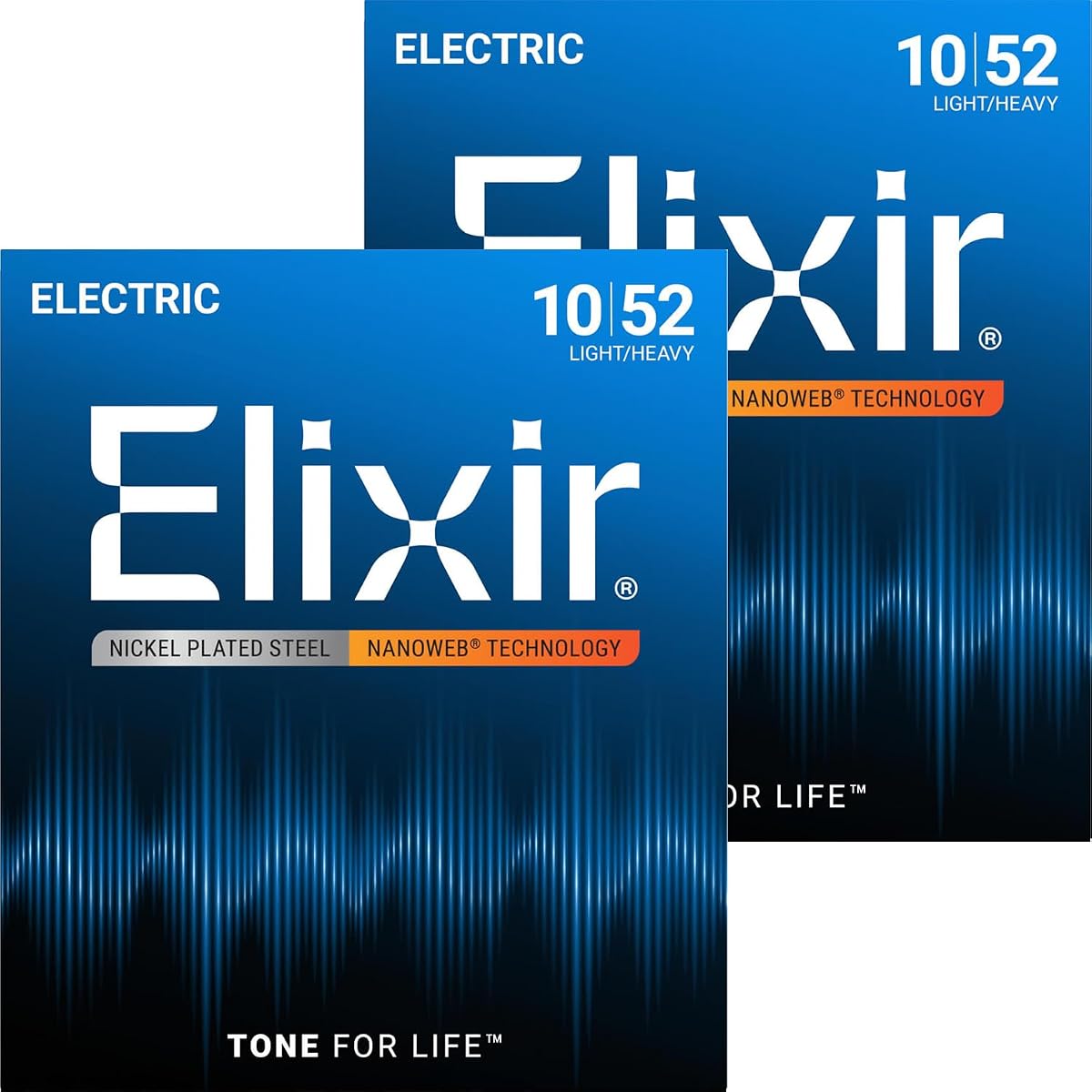 Elixir Electric Guitar Strings NANOWEB Light Heavy .010-.052#12077 Set of 2