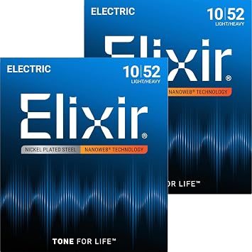 Elixir Electric Guitar Strings NANOWEB Light Heavy .010-.052#12077 Set of 2