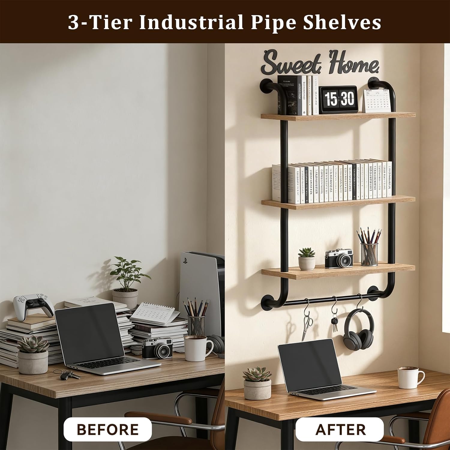 Bathroom Shees Wall Mounted, Rustic Farmhouse Pipe Shees,