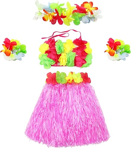 Miniatura 4 de Disfraz hawaiano de baile de hula, 5 piezas para niñas