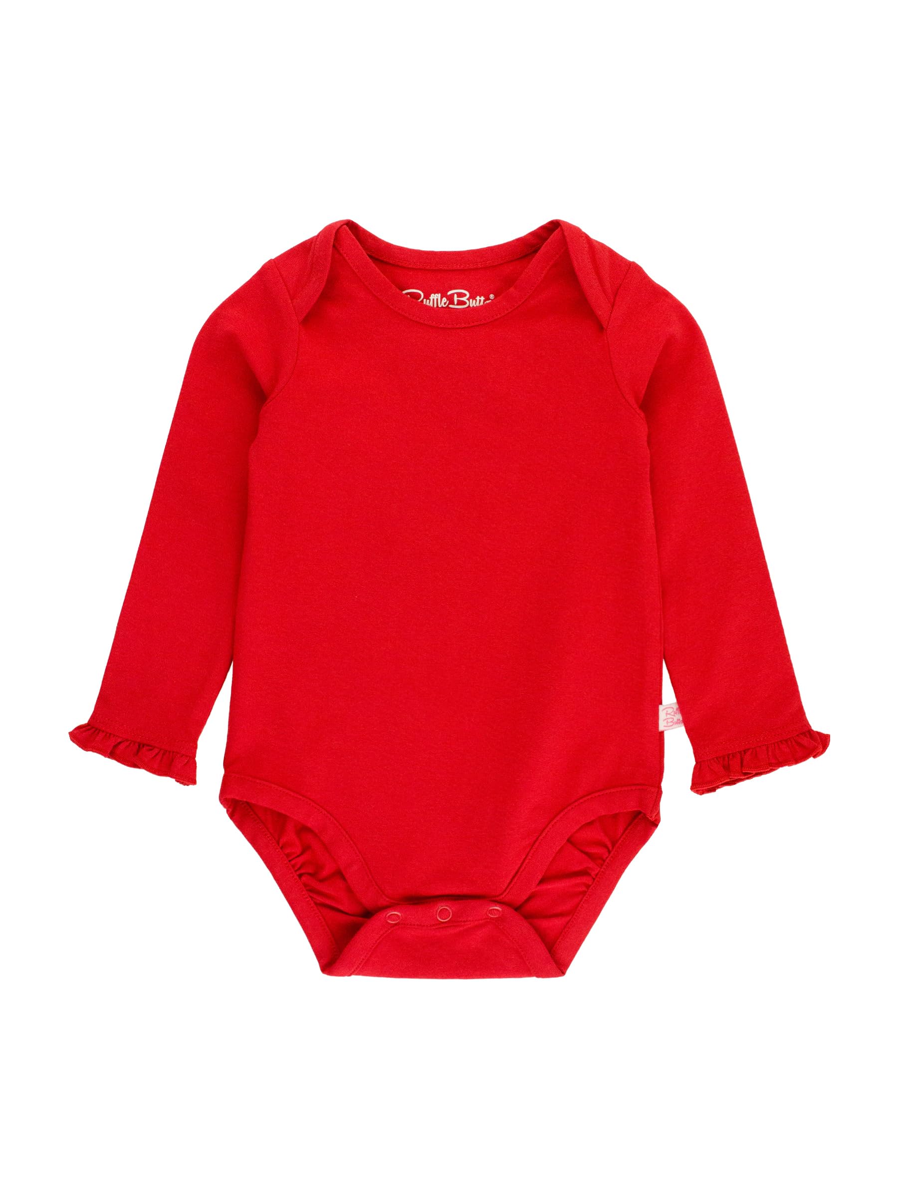 RuffleButts Baby/Toddler Girls Knit Long Sleeve Ruffle Layering Bodysuit with Snaps