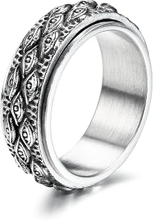 Stainless Steel Eye of Providence Spinner Ring for Men Women Black Gold Silver Gothic Ring All Seeing Eye Rotating Band Ring Vintage Evil Eye Fidget Rings For Anxiety Jewelry Size 6-13