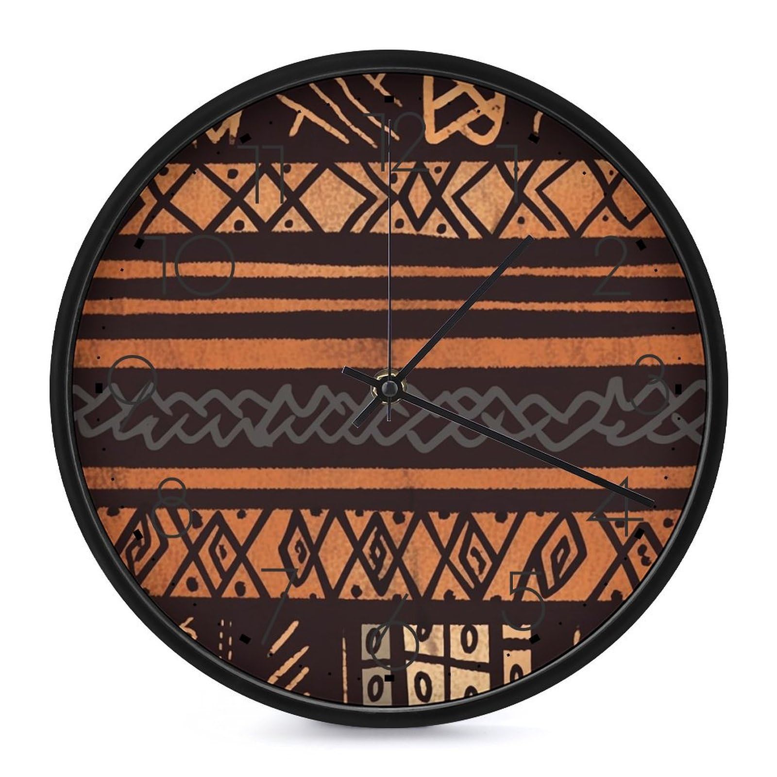 DWVTSLH African Mud Cloth Tribal Wall Clock 10 Inch Silent Non-Ticking Modern Clocks Battery Operated - Decorative Wall Clocks for Bedroom Living Room Kitchen Office Wall Decor Gift Idea