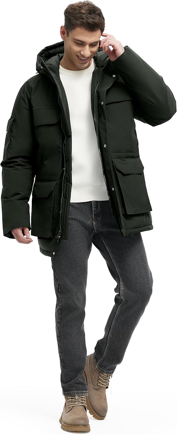 Winter Coats for Men Winter Jackets Waterproof Warm Insulated Thicken Long Down Jacket with Hood - Image 6