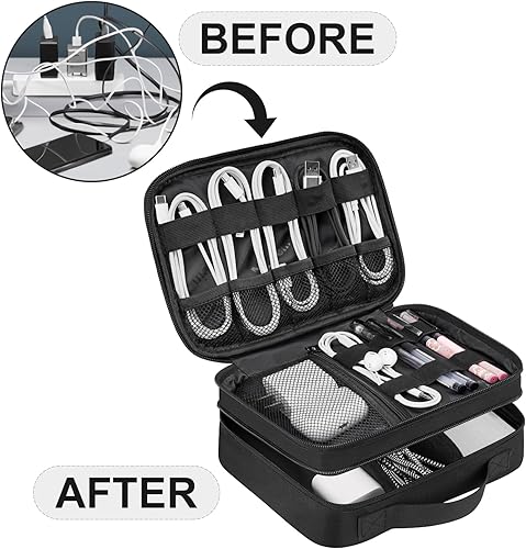 Miniatura 10 de MATEIN Organizador de viaje electrónico, organizador de cables de viaje resistente al agua, estuche de herramientas resistente con asa para hombres