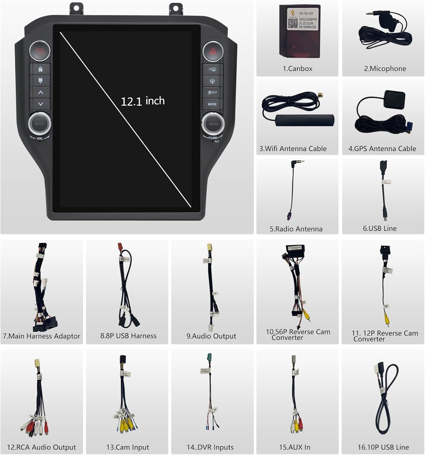LINKSWELL 12.1 Inch Radio Replacement for Ford Mustang 2015 2016 2017 2018 2019 2020 Android Auto Head Unit Car Stereo Tablet Radio for Mustang Multimedia Player GPS Navigation System
