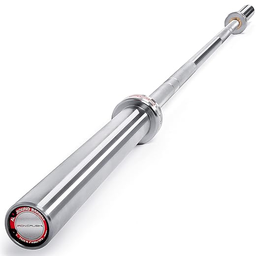 Iron Crush Olympic Barbell - Multifunction 7-Foot Weight Bar for Weightlifting, Powerlifting, CrossFit Training - No. 45 Steel, Chrome Finish - 750 lbs Max Load Capacity - Home Gym Fitness Equipment
