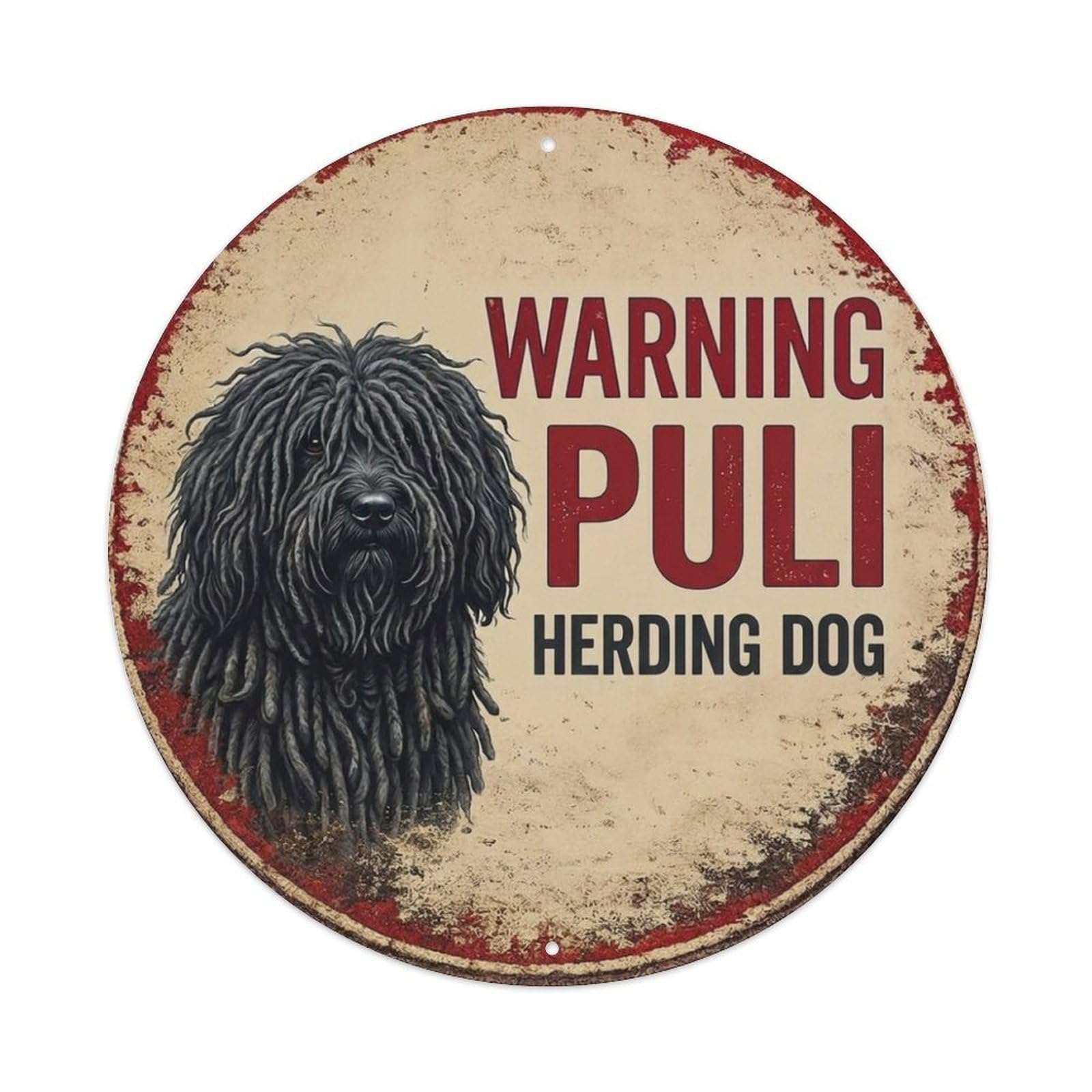 Tgrcjimh Style Metal Tin Sign Vintage Warning Puli