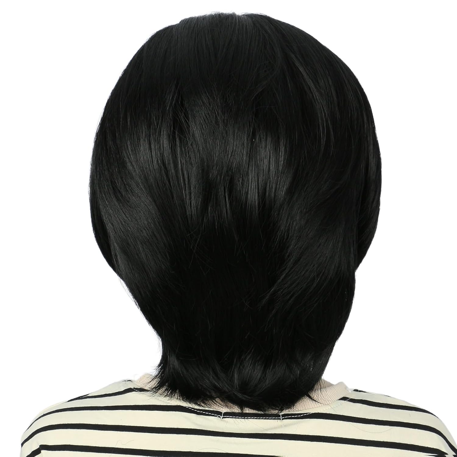 Retro Wig 50s 60s 70s Wig with Bangs for Women Synthetic Hair for Halloween Costume Party (Black) - Image 4