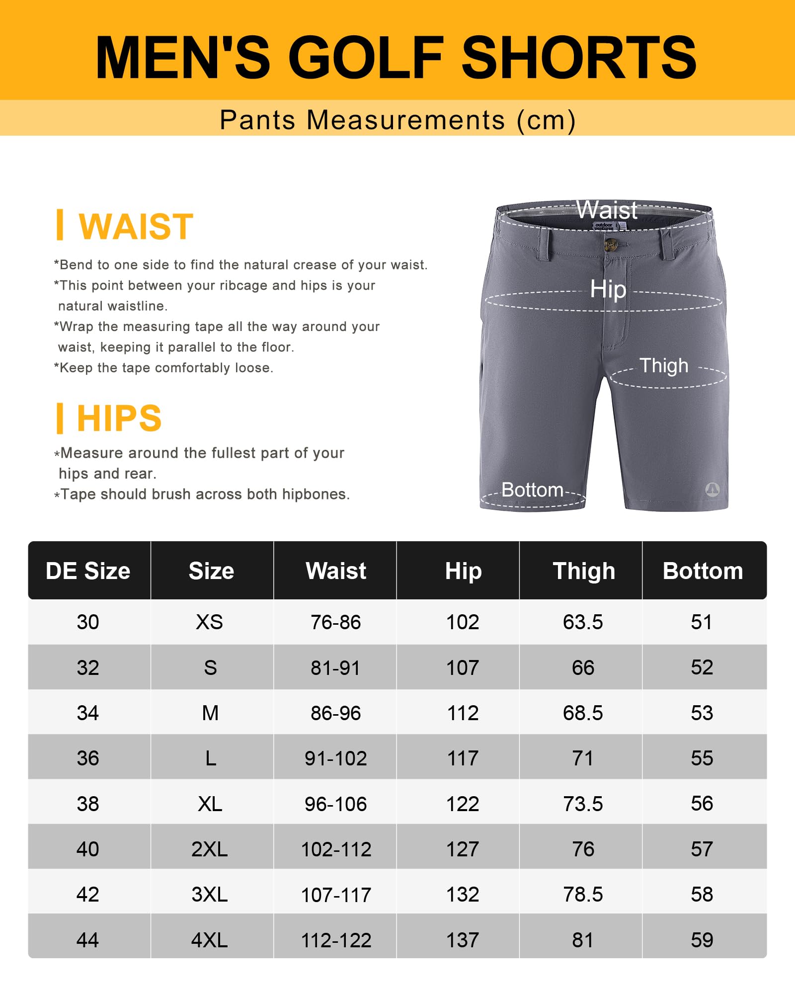 Outdoor Ventures Pantalones cortos de golf para hombre UPF 50+ elásticos, ligeros, de secado rápido, pantalones cortos de golf de 9 pulgadas con 3 soportes para té y bolsillos para golf