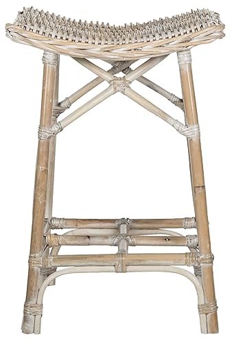 SAFAVIEH Home Collection Rayna Natural Washed Wicker Barstool