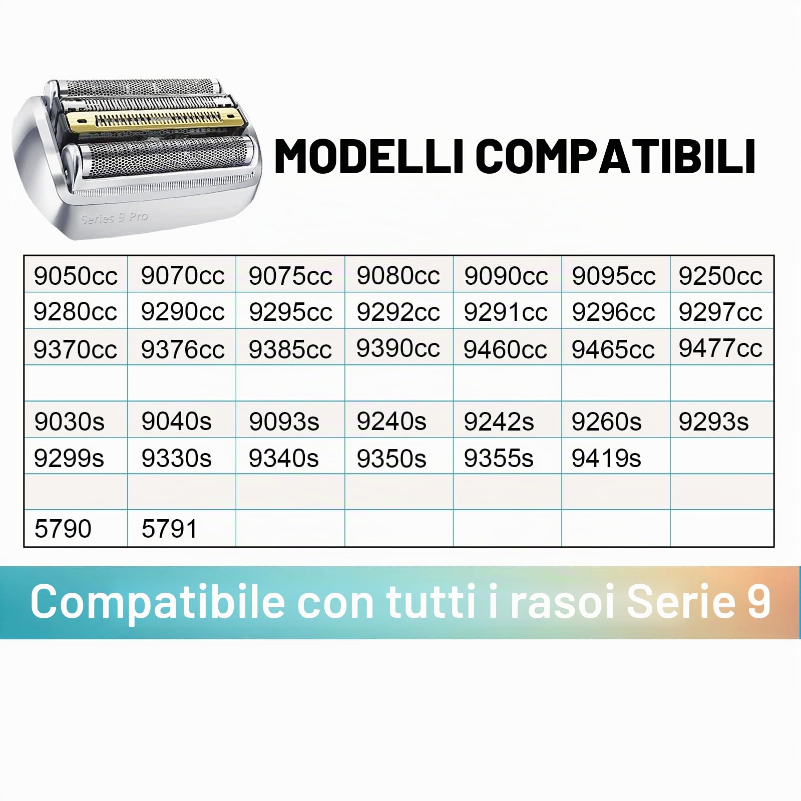 Testina per rasoio elettrico di ricambio 94 m, accessori compatibili con la testa di rasoio Braun Series 9 per S9 9290cc, 9291cc, 9370cc, 9376cc, 9293s, 9260s, 9295cc, 9385cc