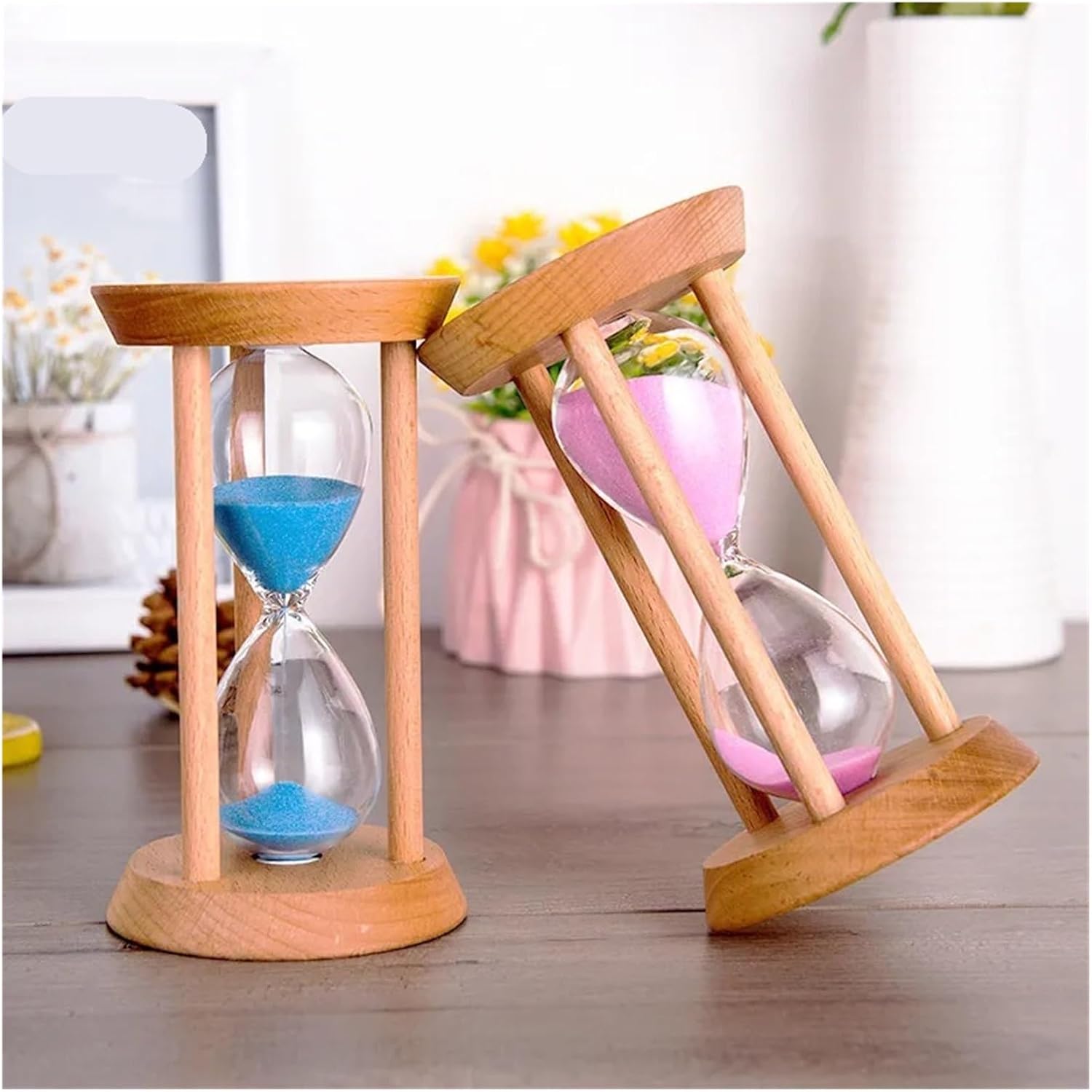 砂時計、砂時計タイマー、砂時計タイマー5~30分マルチカラー(ピンク、15分)。