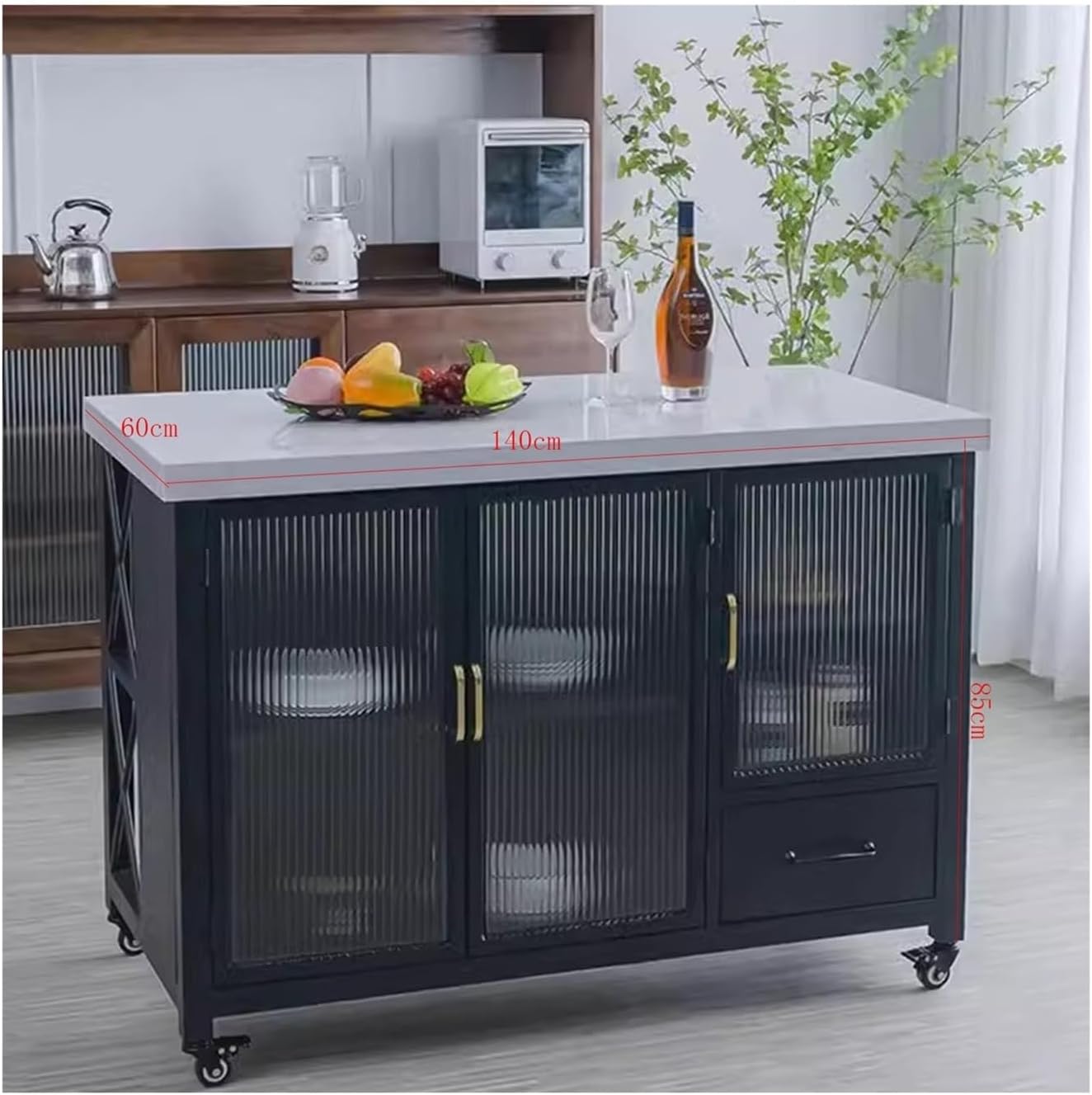 Storage Trolley Kitchen Cabinet Island Table Side Cooking Household Bar Storage Room Wall Facing Movable Shelving Organizer