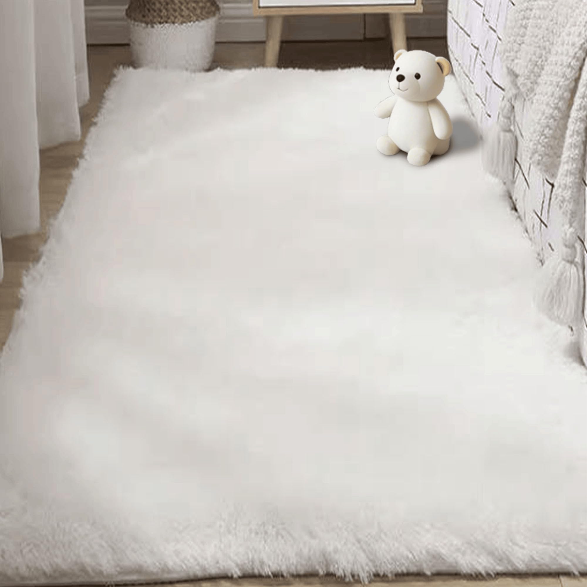 Tapis de salon moderne blanc 200x200 lavable pour en finir avec la saleté
