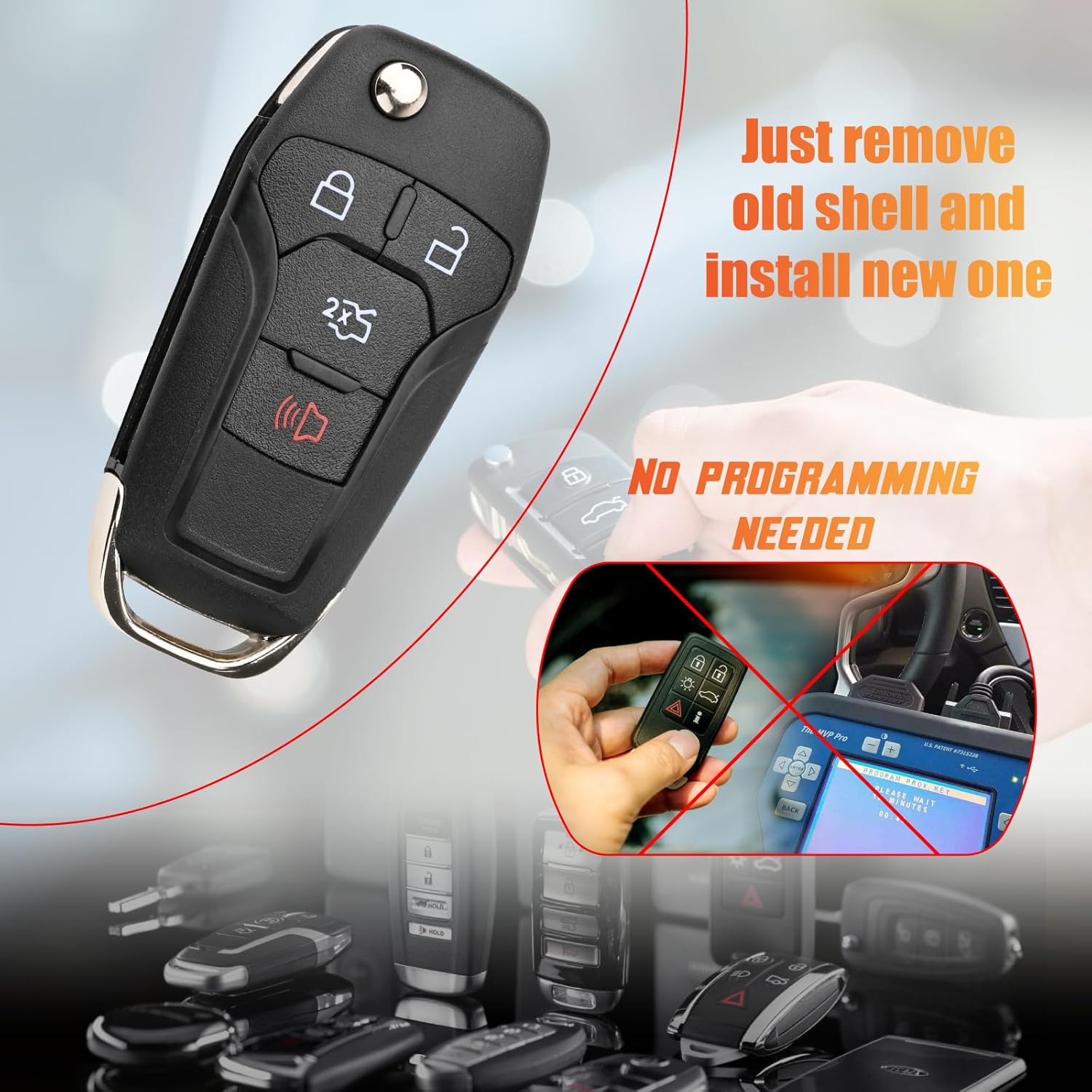 164R7986 Key Fob Shell Case Compatible with Fusion 2013 2014 2015 2016 2PCS