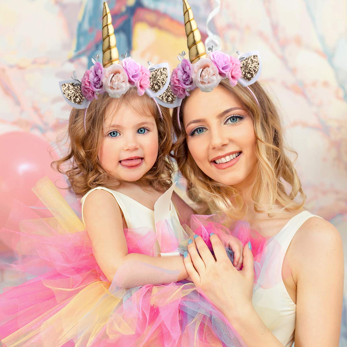 Unicorn Headband Gold Horn for Unicorn Party Supplies Flowers Cat Ear Head Bands by Ahier (Unicorn Headband) : Clothing, Shoes & Jewelry