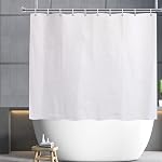 YISURE Tissu de rideau de douche courte à la gaufre blanche 70x65 pour salle de bain , Polyester Longueur plus courte Rideau de douche Lavable avec des grommets en métal, Largeur 70 x Hauteur 65inch