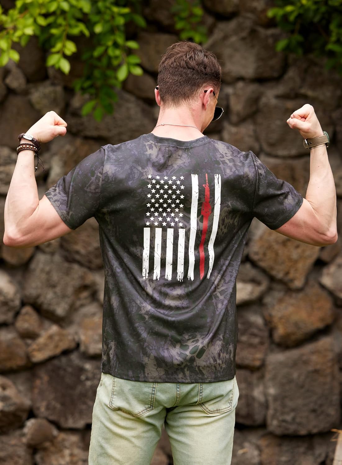 Men's US Flag Tshirt 4th of July Red White Blue Tee Shirt Trendy Stripes and Stars Tshirt Camo Flag Shirt S - Image 3