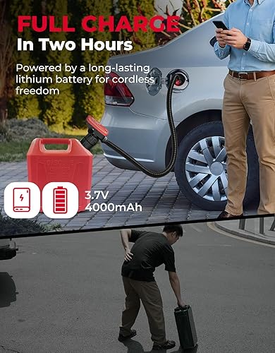 Miniatura 2 de KEMIMOTO Bomba de transferencia de combustible con sensor de apagado automático, bomba de transferencia recargable, manguera portátil de 41 pulgadas