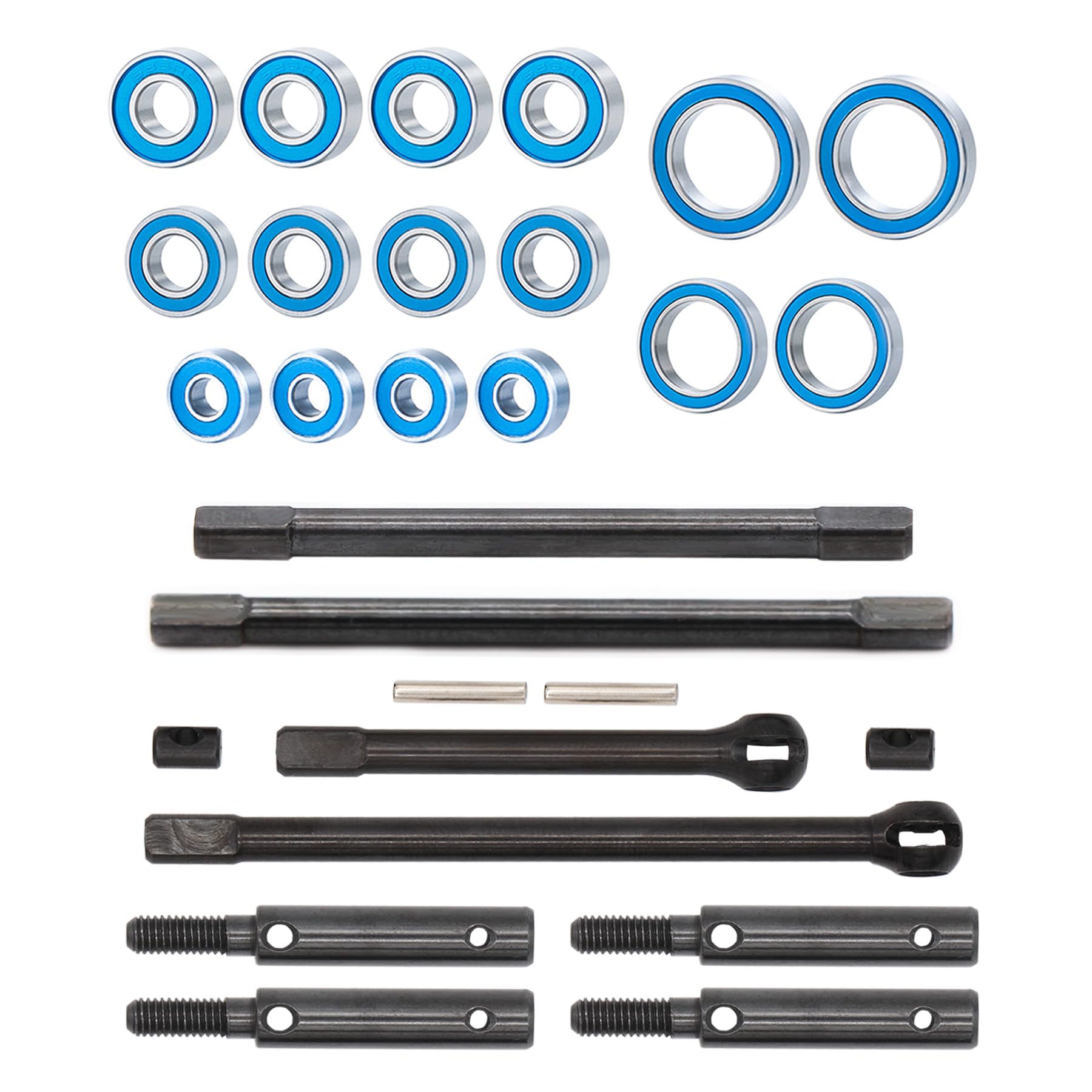 AMK Steel TRX4 CVD Kit Black Portal Alxe Drive Shaft Set with Matching Rubber Sealed Metal Ball Bearings for 1/10 RC Crawler TRX4 Upgrades