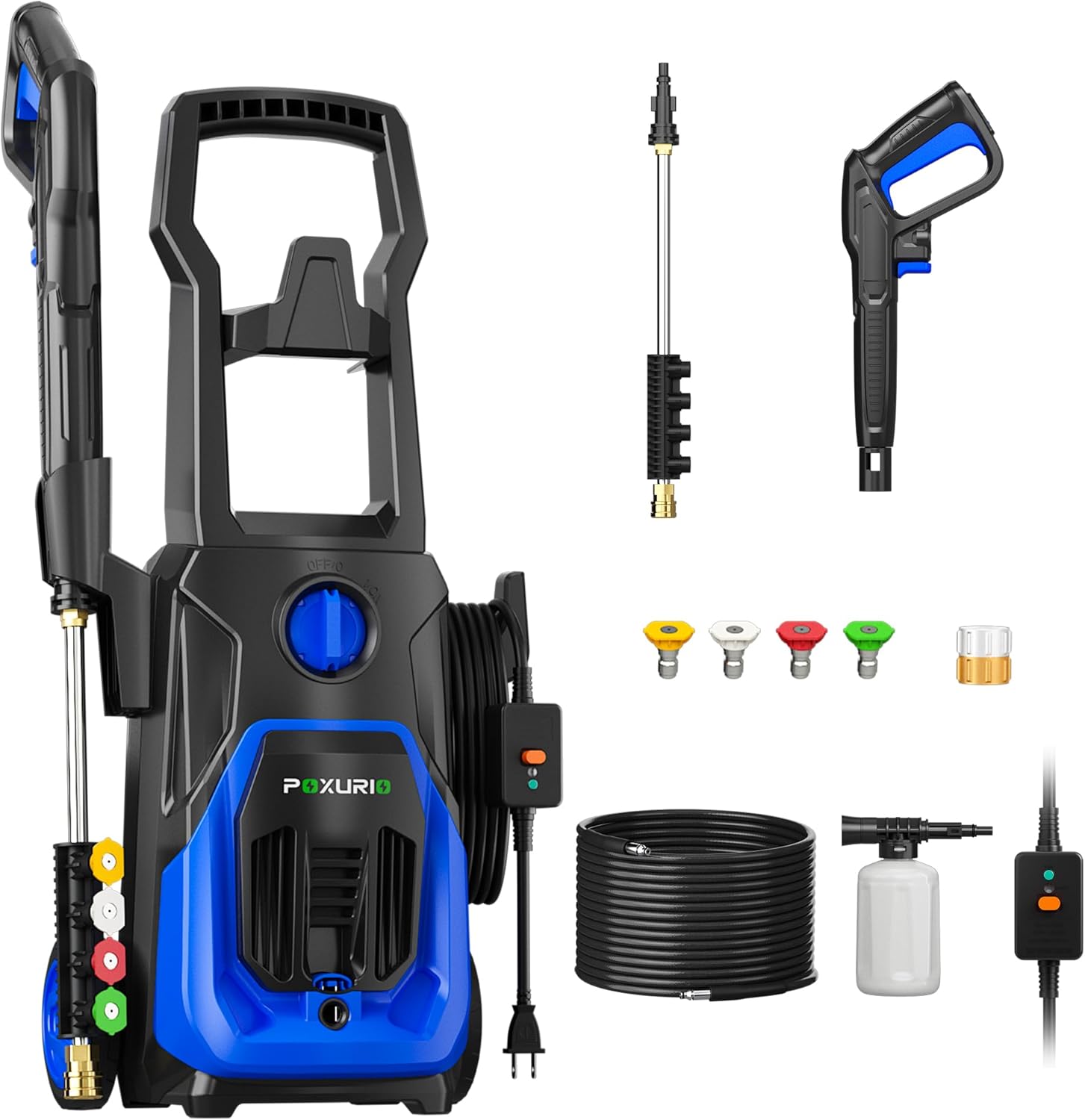 Electric Pressure Washer, 4000PSI 2.8GPM Power Washer, High Pressure Washer with 4 Nozzles, Foam Cannon and 23FT Hose/16.5FT Cord for Cars, Patio, Deck
