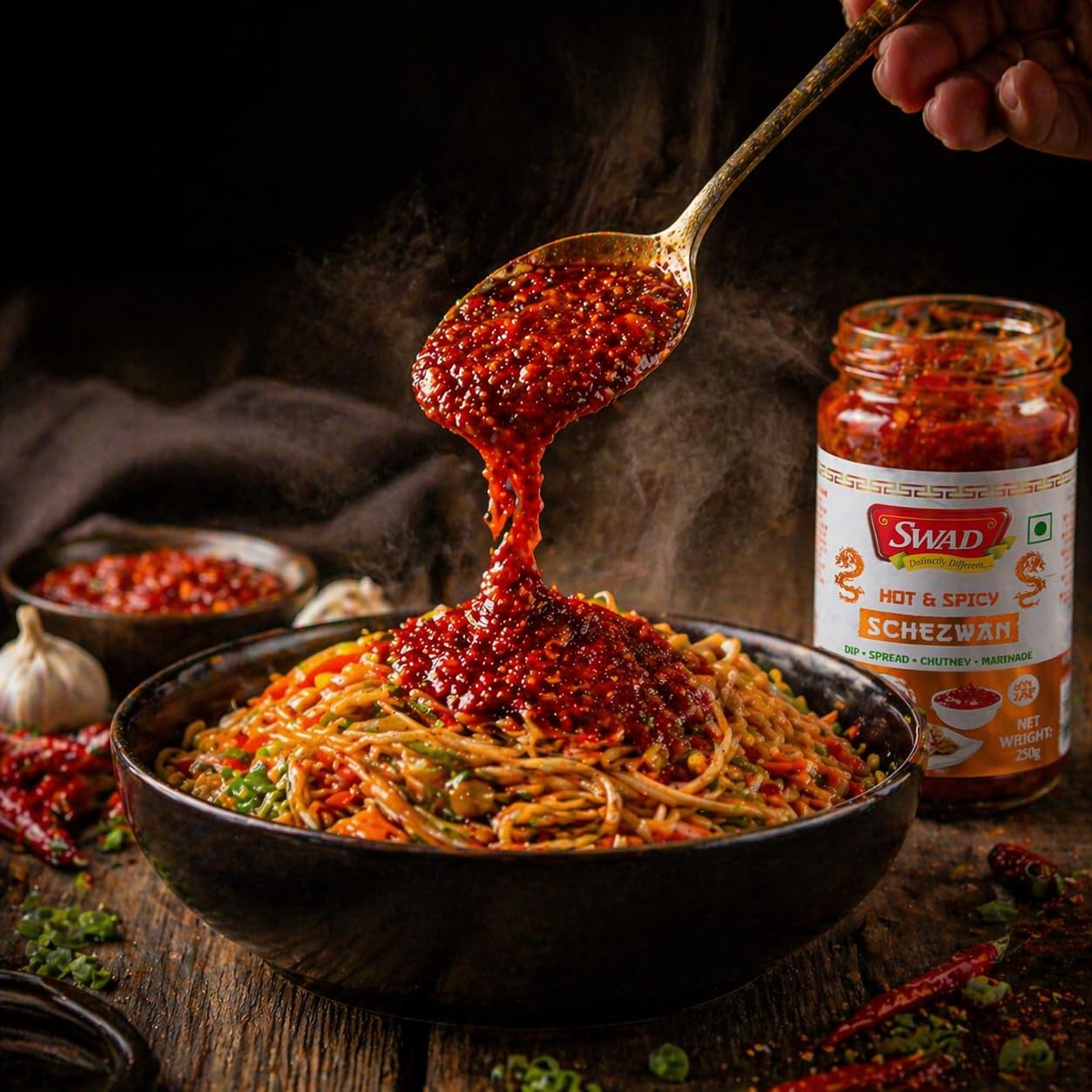 SWAD Hot & Spicy Schezwan 1kg | Dip | Spread | Chutney | Marinate 4