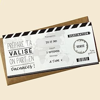 Carte à gratter,Voyage,week-end,vacances,Ticket embarquement, billet avion,Surprise, cadeau (On part en vacances)