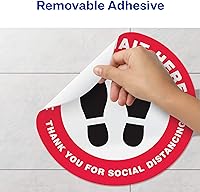Vista 5 de Avery Calcomanías rojas de distanciamiento social "Please Wait Here", 10.5 pulgadas de diámetro, 5 calcomanías extraíbles (83090)