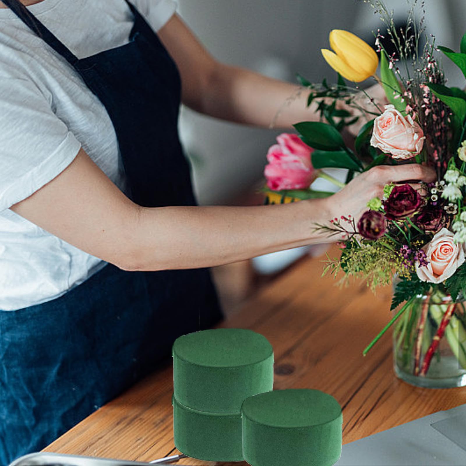 12 Spugne Floreali Rotonde Per Fiori - Schiuma Umida/asciutta 8cm Per Matrimoni E DIY - Foto 10