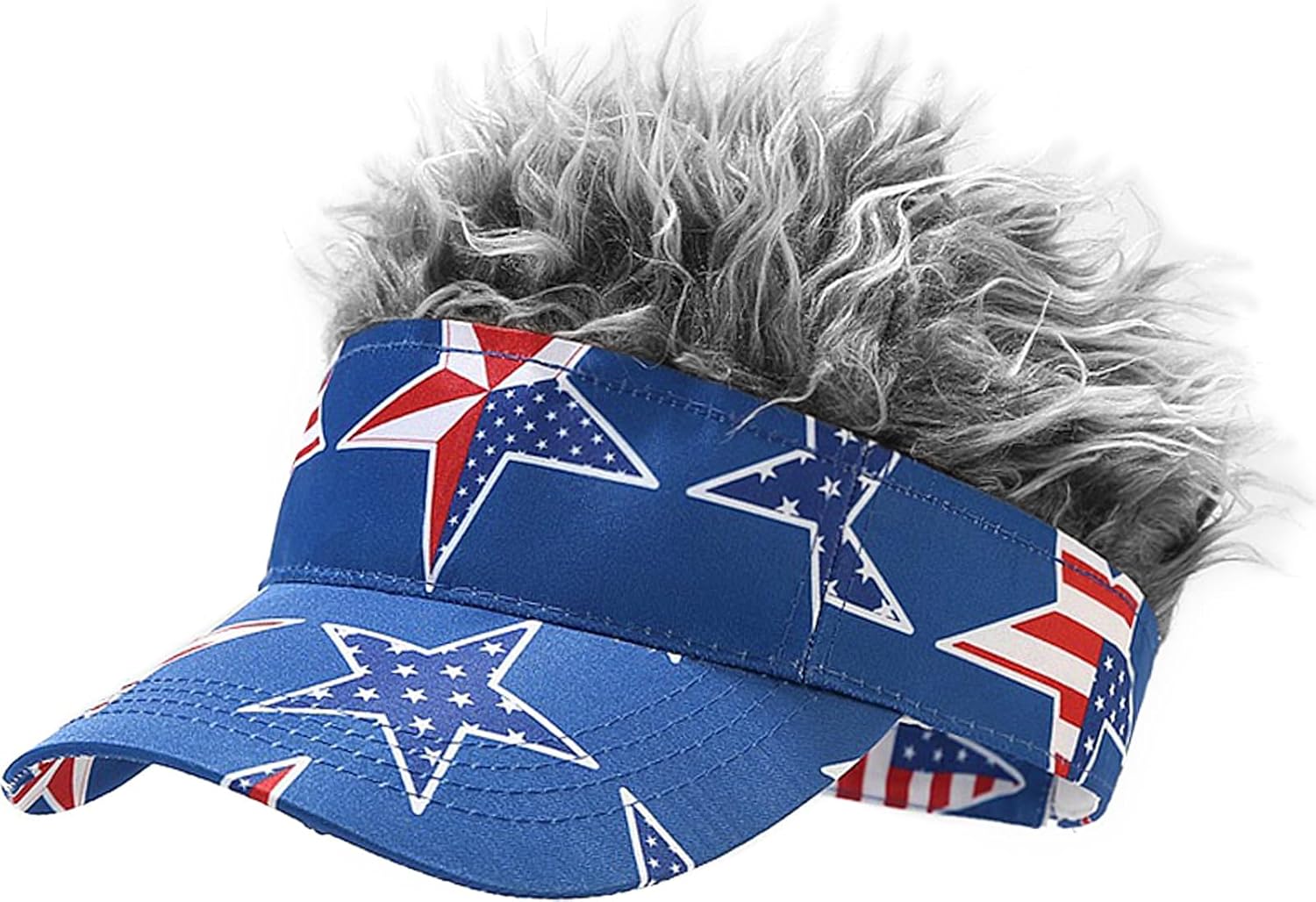 Mens Visor Cap Wig Spiked Adjustable Baseball Cap Golf Hats