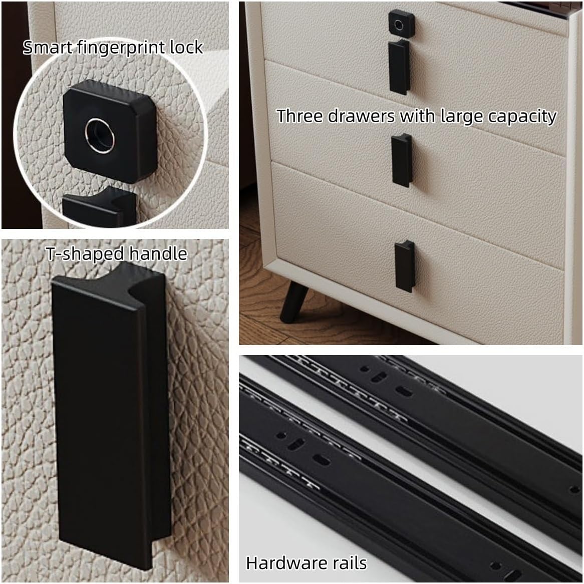 Smart Bedside Table, Nightstand with Drawer, Modern Bedside Table with Wireless Charging Bedroom Side Table Adjustable Lights for Living Room(Black)