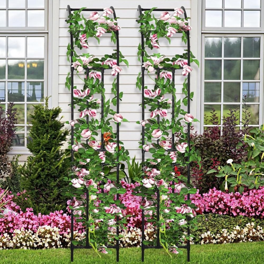 Halber Gartenbogen Rosenbogen Aus Metall Stabil Rankbogen Metall-Gartenspalier Für Pflanzen Zur Unterstützung Von Rosen, Die Torbogen-Gartendekoration(Green,W 90 x H 240 cm)