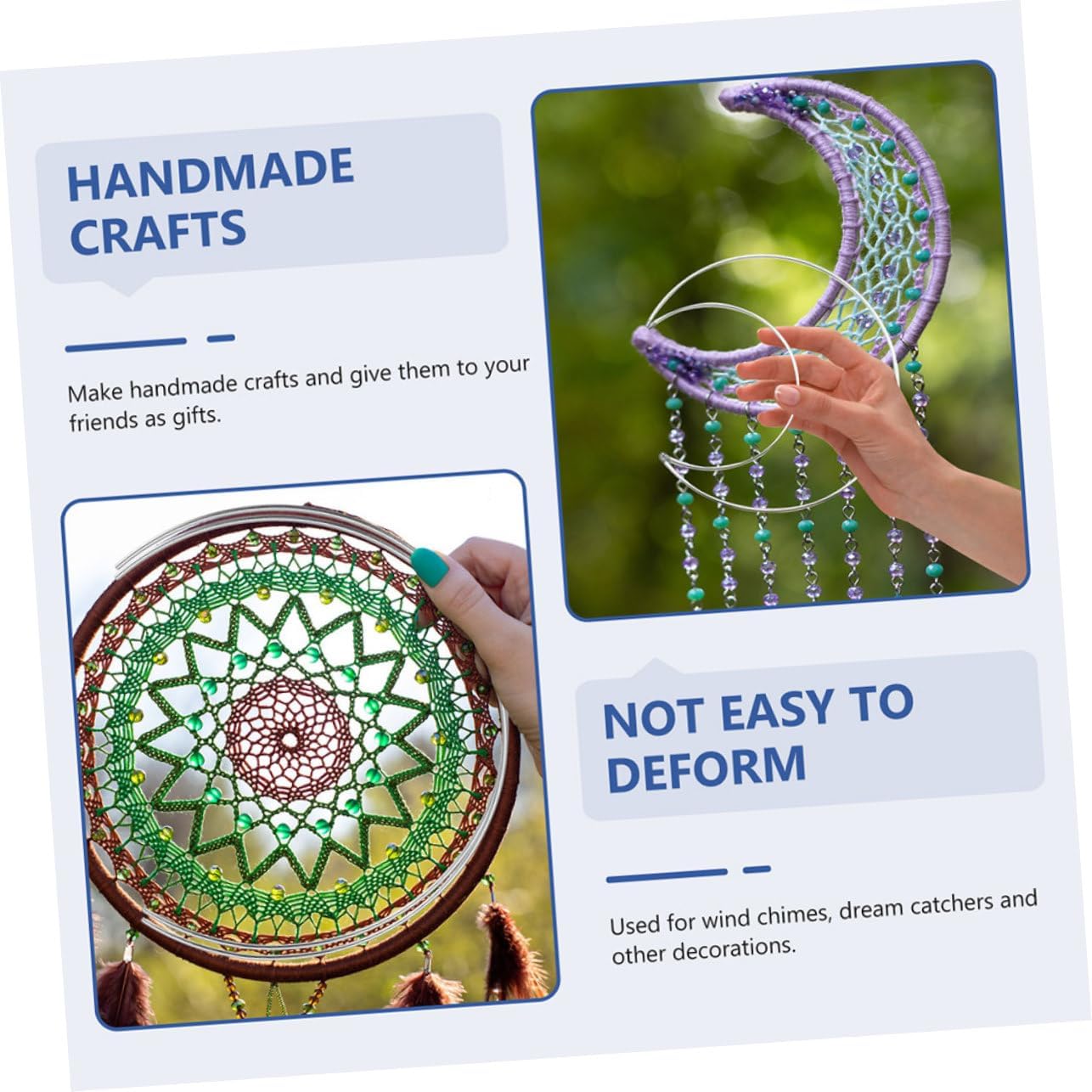 OUNONA 8pcs Dream Catcher Hoop DIY Kit Wire Supplies Half Circle Frame Macrame Accessory